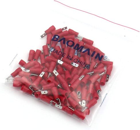 Baomain ذكر أحمر معزول سلك مجرف موصل كهربائي تجعيد محطة 18-22 AWG 2.8 x 0.5mm حزمة من 100 in Saudi Arabia