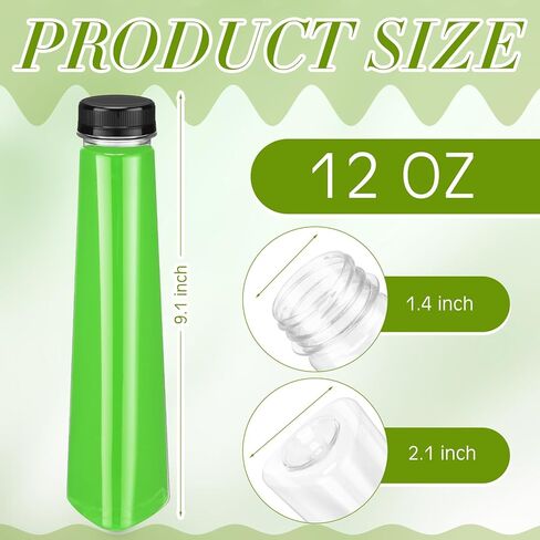 Tanlade 50 Pack 12oz Plastic Juice Bottles Clear Beverage Bottle with Tamper Evident Lids Empty Cone Fridge Bottles for Storing Homemade Juices, Milk, Water, Smoothies, Tea in Kuwait