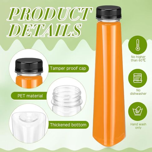 Tanlade 50 Pack 12oz Plastic Juice Bottles Clear Beverage Bottle with Tamper Evident Lids Empty Cone Fridge Bottles for Storing Homemade Juices, Milk, Water, Smoothies, Tea in Kuwait