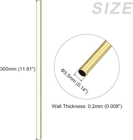 أنبوب نحاسي METALLIXITY (3.5 مم OD × 0.2 مم جدار T × 300 مم طول) 4 قطع، أنابيب مستقيمة - للتأثيث المنزلي، والآلات، والحرف اليدوية اليدوية in Saudi Arabia