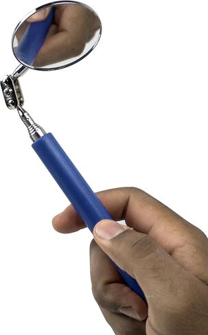 أداة مرآة Bastex Telescoping Inspection 2 بوصة - عصا طويلة تمتد حتى 33 بوصة. تتضمن مرآة مستديرة قابلة للتعديل مقاس 2 بوصة للميكانيكا والسيارات والآلات والمزيد - باللون الأزرق in Saudi Arabia