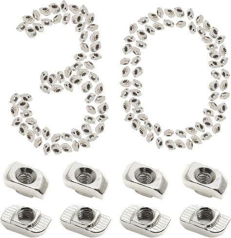 Rierdge 50 قطعة 4040 سلسلة صواميل T منزلقة مترية M8 شريحة خيط في رأس المطرقة T-Nut، صواميل T منزلقة لملف بثق الألومنيوم القياسي بفتحة T 10 مم in Kuwait