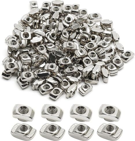 Rierdge 50 قطعة 4040 سلسلة صواميل T منزلقة مترية M8 شريحة خيط في رأس المطرقة T-Nut، صواميل T منزلقة لملف بثق الألومنيوم القياسي بفتحة T 10 مم in Kuwait