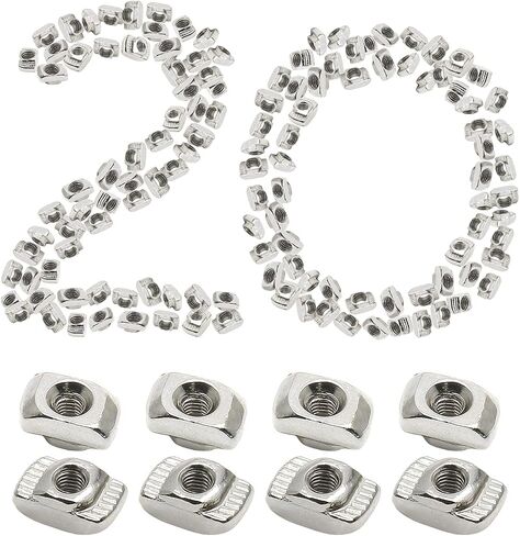 Rierdge 50 قطعة 4040 سلسلة صواميل T منزلقة مترية M8 شريحة خيط في رأس المطرقة T-Nut، صواميل T منزلقة لملف بثق الألومنيوم القياسي بفتحة T 10 مم in Kuwait