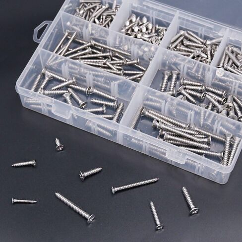 هيليتشي 285 قطعة من الفولاذ المقاوم للصدأ فيليبس مسطح الرأس مجموعة متنوعة من براغي التنصت الذاتية (رأس مسطح) in Kuwait