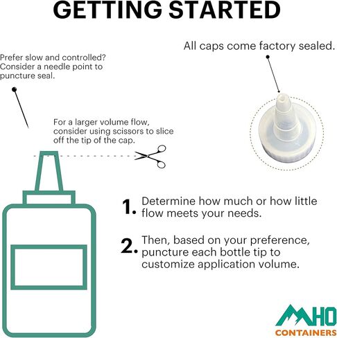حاويات MHO | زجاجات توزيع المكياج البلاستيكية المستديرة بوسطن LDPE بسعة 4 أونصة مع أغطية يوركر ذات أطراف حمراء بطول 24 مترًا، مصنوعة في الولايات المتحدة الأمريكية - عبوة من 6 قطع in Kuwait