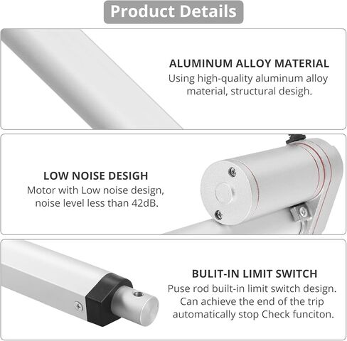 Justech 12V Linear Actuator 400mm 16 Inch Linear Motor 1000N Stroke Linear Actuator with Mounting Brackets for Car RV Electric Door Opener Industrial Machinery Clean Vessel Cargo Medical Window-Silver in Saudi Arabia