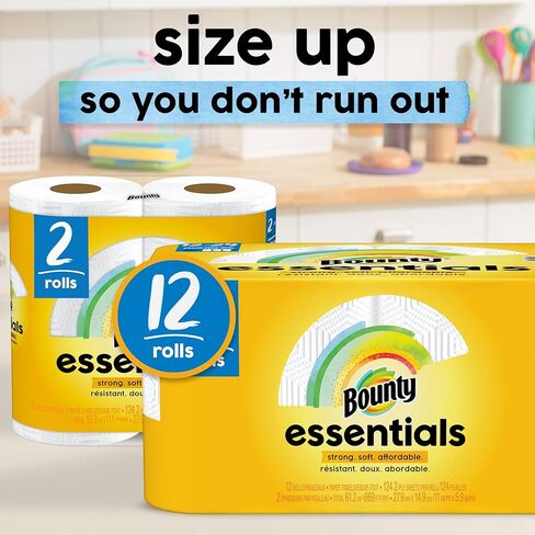 Bounty Essentials Select-A-Size Paper Towels, White, 2 Double Rolls = 4 Regular Rolls in Saudi Arabia
