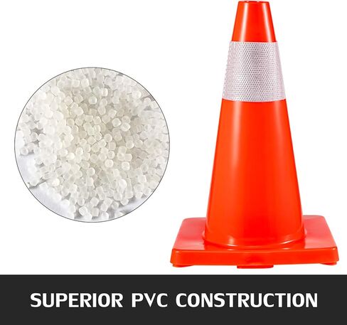 8 عبوات من مخاريط المرور من VEVOR، مخاريط أمان مقاس 18 بوصة، مخروط أمان مروري برتقالي PVC، مع مخاريط تدريب على وقوف السيارات على الطرق ذات طوق عاكس in Kuwait