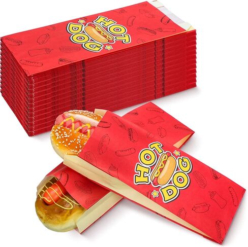 300 قطعة من اغطية الهوت دوغ بالجملة مقاس 3.5 × 1.5 × 9 انش، اكياس ورقية مقاومة للدهون للهوت دوج، اكياس ورقية للهوت دوج لمستلزمات الحفلات والوجبات الخفيفة وحوامل الطعام والشاحنات والطعام والطعام in Kuwait