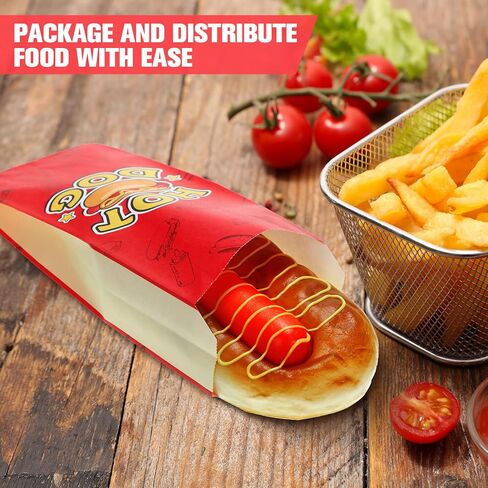 300 قطعة من اغطية الهوت دوغ بالجملة مقاس 3.5 × 1.5 × 9 انش، اكياس ورقية مقاومة للدهون للهوت دوج، اكياس ورقية للهوت دوج لمستلزمات الحفلات والوجبات الخفيفة وحوامل الطعام والشاحنات والطعام والطعام in Kuwait
