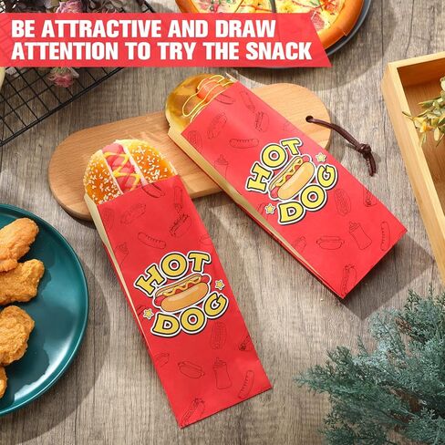 300 قطعة من اغطية الهوت دوغ بالجملة مقاس 3.5 × 1.5 × 9 انش، اكياس ورقية مقاومة للدهون للهوت دوج، اكياس ورقية للهوت دوج لمستلزمات الحفلات والوجبات الخفيفة وحوامل الطعام والشاحنات والطعام والطعام in Kuwait
