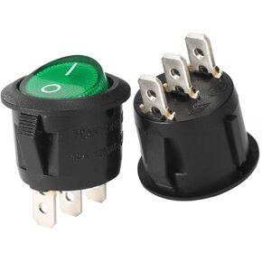 uxcell Green Lamp Illuminated 3 Terminal SPST 2 Position I/O On/Off Button Toggle Round Rocker Switch AC 250V/10A 125V/12A in Saudi Arabia