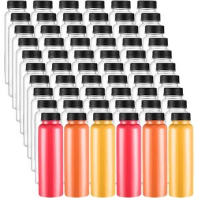 Tanlade 200 Pack Plastic Juice Bottles with Caps Clear Reusable Drink Containers with Caps Empty PET Beverages Bottles Bulk for Juicing Smoothies Drinking Beverages Fridge (Black, 12 OZ)