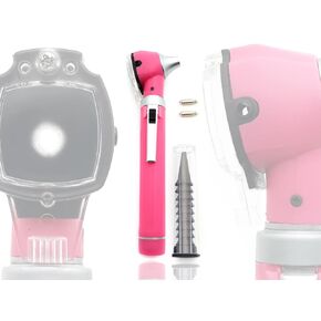 منظار الأذن الاحترافي من MEDCASE مع ضوء LED ومنظار لفحص الأذن وتشخيصها - منظار الأذن من الألياف الضوئية الألمانية اللامعة - مثالي للاستخدام الاحترافي والمنزلي - وردي in Kuwait