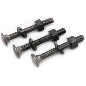SCXCLY 8 Sets Carriage Bolts Screws, (3/8-16 x 3") Round Head, Square Neck, with (Hex Nuts & Flat Washers), 8.8 Grade (45#) Steel (Black) in Kuwait