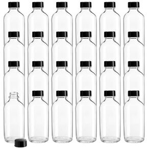 Bekith 24 Pack Clear Boston Round with Black Poly Cone Cap, 4 oz Clear Glass Bottles Sample Bottles for Potion, Juice, Ginger Shots, Oils, Whiskey, Liquids in Saudi Arabia