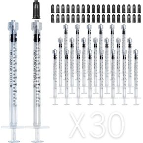 30 Pack 1ml Luer Lock Syringe Without Needle Plastic - Syringes for Glue Syringe and Liquid (1ML)