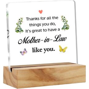 Mother in Law Gifts From Daughter in Law, Gifts for Mother in Law Birthday Christmas Mother's Day, Mother in Law Clear Acrylic Sign Presents in Kuwait