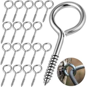 18 Pack 2.5 Inch Eye Bolts Screw in Heavy Duty - Sturdy Stainless Steel Eye Hooks for Securing Cables Wires, Hanging Lights, Indoor & Outdoor Use (Gold)