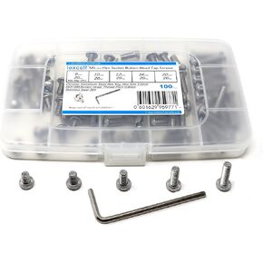 iexcell 100 Pcs M5 x 8/10/12/16/20 Stainless Steel 304 Hex Socket Button Head Cap Screws Bolts Assortment Kit in Saudi Arabia