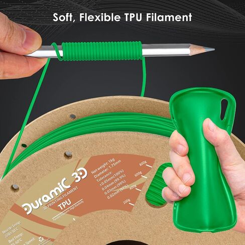 DURAMIC 3D TPU Filament 1.75mm Black, TPU Flexible Filament 95A, Soft TPU 3D Printing Filament, 1kg Spool, Dimensional Accuracy +/- 0.05mm, Black 1 Pack in Kuwait