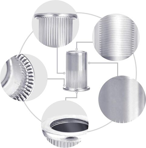 Rivet Nuts-180pcs Nutsert Kit Metric Rivnuts Nut Sert Kits, Metric Rivet Nut Kit, Nutsert Assortment Stainless Steel Threaded Insert |M3|M4|M5|M6|M8|M10|M12| in Kuwait