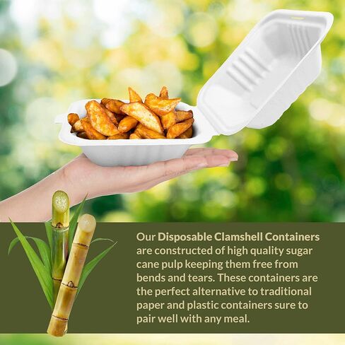 ريلي. حاويات قابلة للتحلل قابلة للتحلل (70 عبوة)، 6 × 6 بوصة | 1 مقصورة | حاويات طعام للاستعمال مرة واحدة/صندوق طعام للإخراج | علبة كعكة بينتو قابلة للتحلل | صدفة تفل قصب الصدفة | أبيض 6x6 in Kuwait