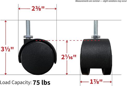 Shepherd Hardware 9733 2-Inch Office Chair Caster, Twin Wheel, 5/16-Inch Threaded Stem Diameter, 75-lb Load Capacity,Black in Saudi Arabia