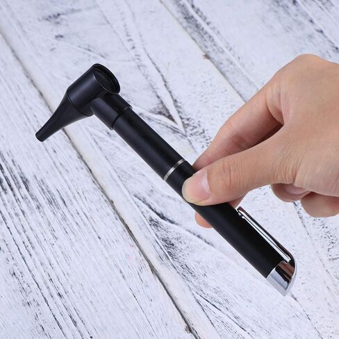 Otoscope with Light - Ear Scope Otoscope with 5 Otoscope Covers, Diagnostic Ear Care Tool for Nurse, , Adults & Pets, Pocket Size, without Battery (Black) in Kuwait