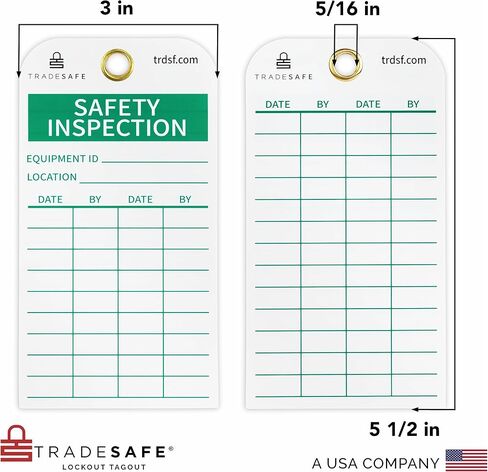 علامات فحص السلامة من TRADESAFE للوقاية من الحوادث - 30 علامة أمان مع 30 رابط سحاب، فينيل متين 32 مل، علامة سجل فحص للسقالات والسلالم وطفاية الحريق والمخزون والآلات in Kuwait