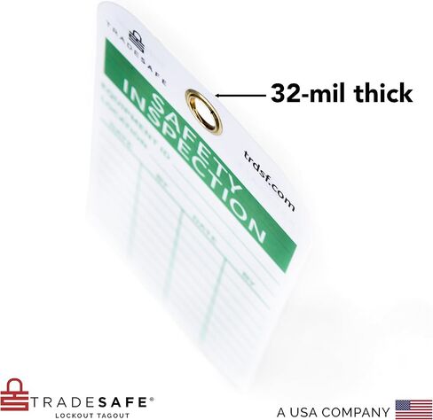 علامات فحص السلامة من TRADESAFE للوقاية من الحوادث - 30 علامة أمان مع 30 رابط سحاب، فينيل متين 32 مل، علامة سجل فحص للسقالات والسلالم وطفاية الحريق والمخزون والآلات in Kuwait