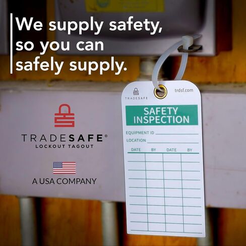 علامات فحص السلامة من TRADESAFE للوقاية من الحوادث - 30 علامة أمان مع 30 رابط سحاب، فينيل متين 32 مل، علامة سجل فحص للسقالات والسلالم وطفاية الحريق والمخزون والآلات in Kuwait