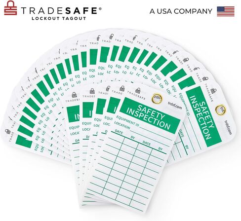 علامات فحص السلامة من TRADESAFE للوقاية من الحوادث - 30 علامة أمان مع 30 رابط سحاب، فينيل متين 32 مل، علامة سجل فحص للسقالات والسلالم وطفاية الحريق والمخزون والآلات in Kuwait