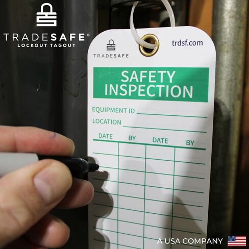 علامات فحص السلامة من TRADESAFE للوقاية من الحوادث - 30 علامة أمان مع 30 رابط سحاب، فينيل متين 32 مل، علامة سجل فحص للسقالات والسلالم وطفاية الحريق والمخزون والآلات in Kuwait