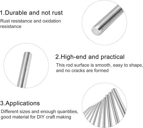 قضبان مستديرة من الفولاذ المقاوم للصدأ 304 من MECCANIXITY، قضبان عمود صلبة مقاس 5 مم × 200 مم لطائرة هليكوبتر طراز السيارة اليدوية DIY، حزمة من 4 قطع in Kuwait