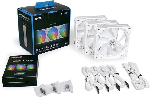 Lian Li UNI Fan AL120V2 120 ملم حزمة ثلاثية باللون الأبيض مع وحدة تحكم in Kuwait