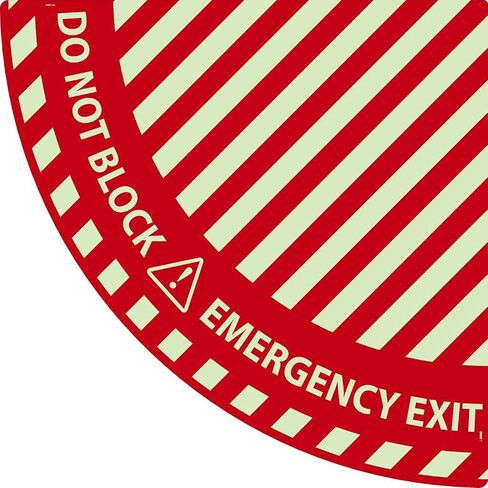 NMC Emergency Exit, Do Not Block, Glow Quarter Circle Walk-on Door Sign with Textured Non-Slip Surface, 28 X 28, GWFS103 in Kuwait