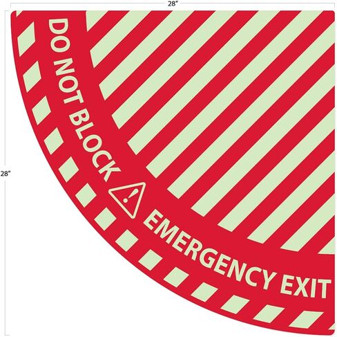 NMC Emergency Exit, Do Not Block, Glow Quarter Circle Walk-on Door Sign with Textured Non-Slip Surface, 28 X 28, GWFS103 in Kuwait