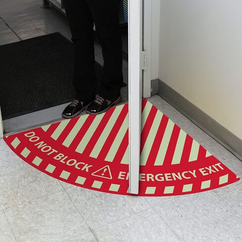 NMC Emergency Exit, Do Not Block, Glow Quarter Circle Walk-on Door Sign with Textured Non-Slip Surface, 28 X 28, GWFS103 in Kuwait