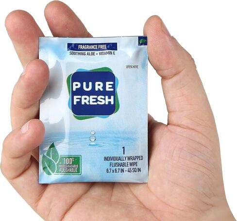 مناديل PureFresh: مناديل ملفوفة بشكل فردي وقابلة للغسل للسفر. 40 أغنية فردية أثناء التنقل in Saudi Arabia