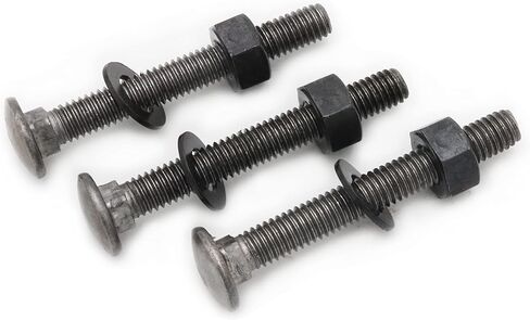SCXCLY 8 Sets Carriage Bolts Screws, (3/8-16 x 3") Round Head, Square Neck, with (Hex Nuts & Flat Washers), 8.8 Grade (45#) Steel (Black) in Kuwait
