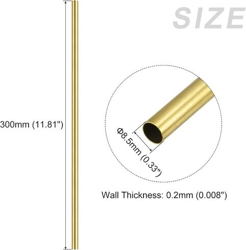 METALLIXITY Brass Tube (8.5mm OD x 0.2mm Wall T x 300mm L) 4Pcs, Straight Tubing - for Home Furnishing, Machinery, DIY Handicraft in Saudi Arabia