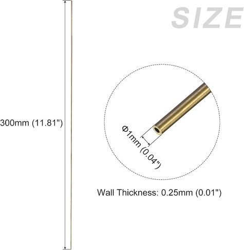 METALLIXITY Brass Tube (1mm OD x 0.25mm Wall T x 300mm L) 3Pcs, Straight Tubing - for Home Furnishing, Machinery, DIY Handicraft in Saudi Arabia