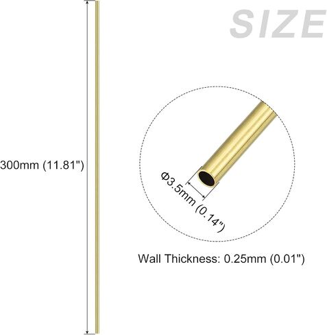 أنبوب نحاسي METALLIXITY (3.5 مم OD × 0.25 مم جدار T × 300 مم طول)، أنابيب مستقيمة - للتأثيث المنزلي، والآلات، والحرف اليدوية اليدوية in Saudi Arabia