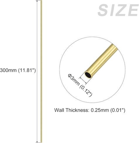 أنبوب نحاسي METALLIXITY (3 مم OD × 0.25 مم جدار T × 300 مم طول) قطعتان، أنابيب مستقيمة - للتأثيث المنزلي، والآلات، والحرف اليدوية اليدوية in Kuwait