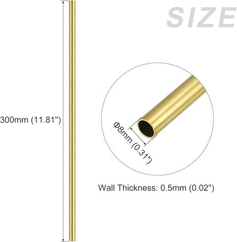 أنبوب نحاسي METALLIXITY (8 مم OD × 0.5 مم جدار T × 300 مم طول) 4 قطع، أنابيب مستقيمة - للتأثيث المنزلي، والآلات، والحرف اليدوية اليدوية in Saudi Arabia