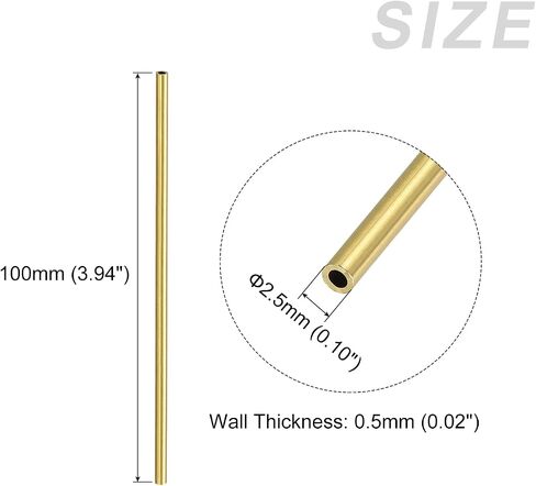 METALLIXITY Brass Tube (2.5mm OD x 0.5mm Wall T x 100mm L) 4Pcs, Straight Tubing - for Home Furnishing, Machinery, DIY Handicraft in Saudi Arabia