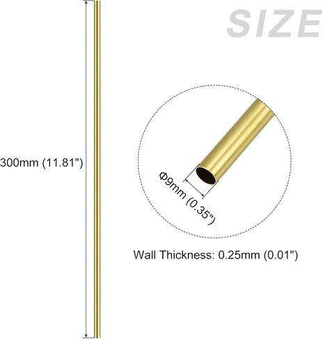 METALLIXITY Brass Tube (9mm OD x 0.25mm Wall T x 300mm L) 3Pcs, Straight Tubing - for Home Furnishing, Machinery, DIY Handicraft in Saudi Arabia