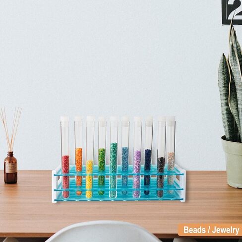 رف أنابيب اختبار البلاستيك (3 عبوات) | حامل أنبوب اختبار للقوارير والأنابيب لتخزين المواد الصلبة (الخرز وعينات الحبر ومرطب الشفاه) والسوائل (طلقات المشروبات الكحولية والزيوت العطرية) والنباتات المائية in Kuwait